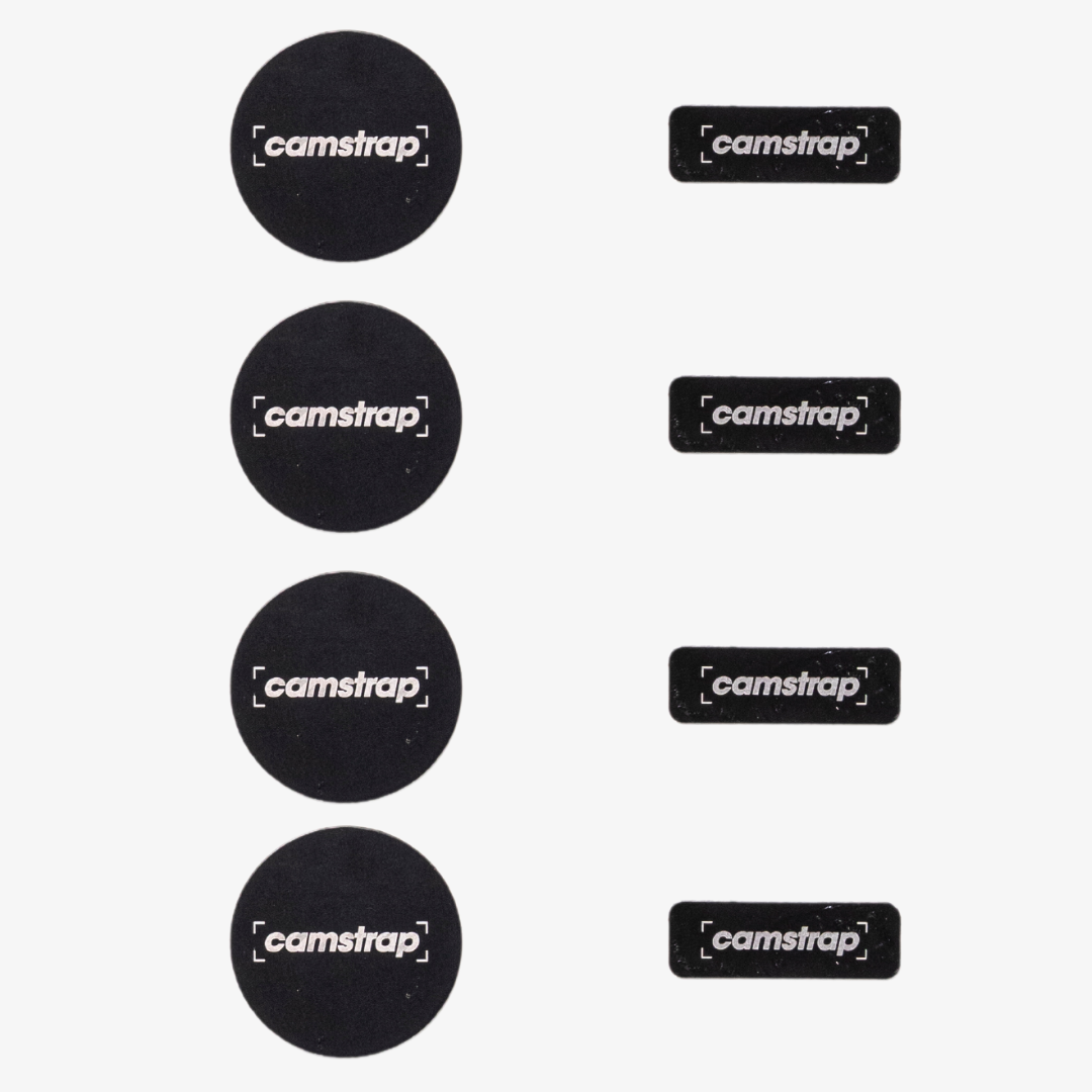 Pack de 8 aimants de rechange Camstrap : quatre ronds et quatre carrés, compatibles avec le Magclip.