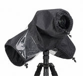 Camstrap Vision Shield rain cover on camera and tripod, front