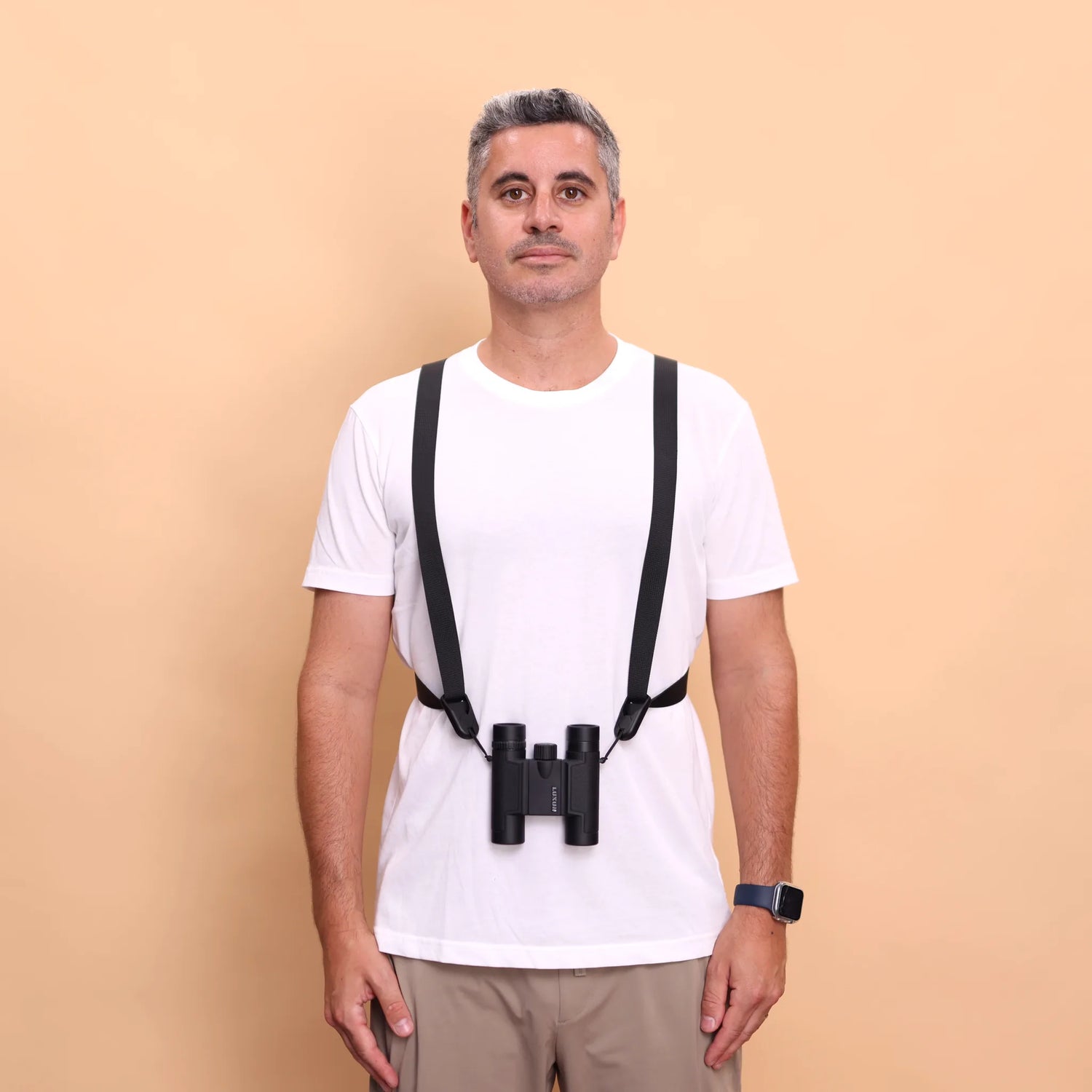 Camstrap Trek carrying binoculars hands-free