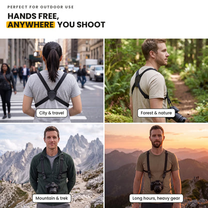 Camstrap Trek hands-free in the city, forest, mountains and on long shoots