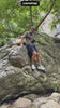 Camstrap Trek harness worn on both shoulders while walking and climbing outdoors, with a camera carried at the chest