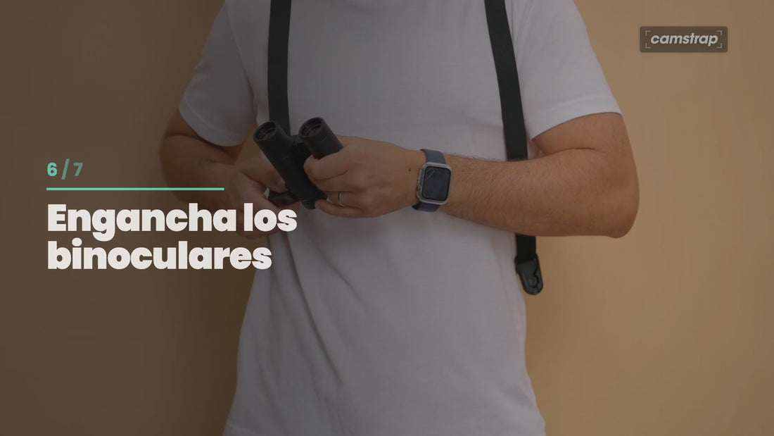 Camstrap Trek user guide: clip on binoculars