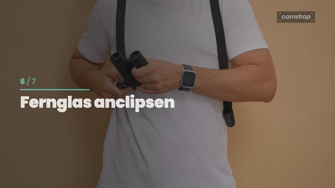 Camstrap Trek user guide: clip on binoculars
