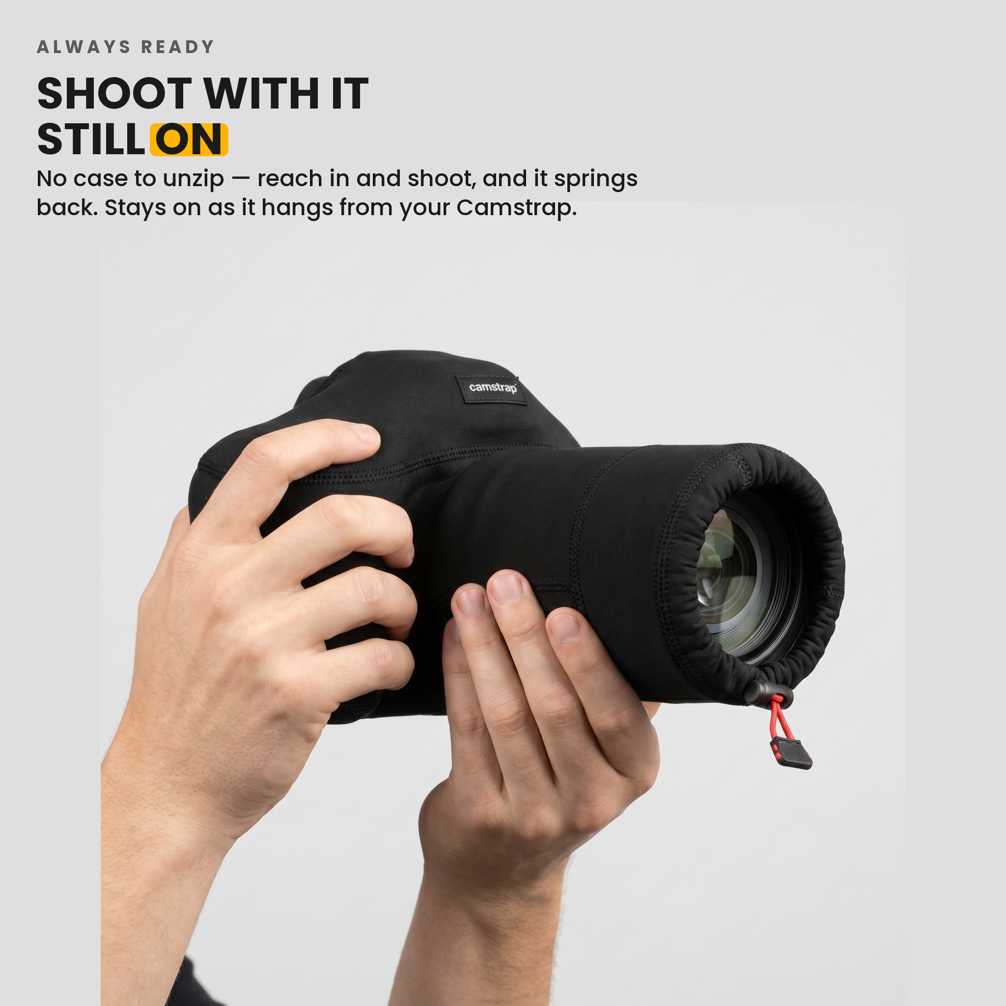 Camstrap Omni Shield — stays on while you shoot